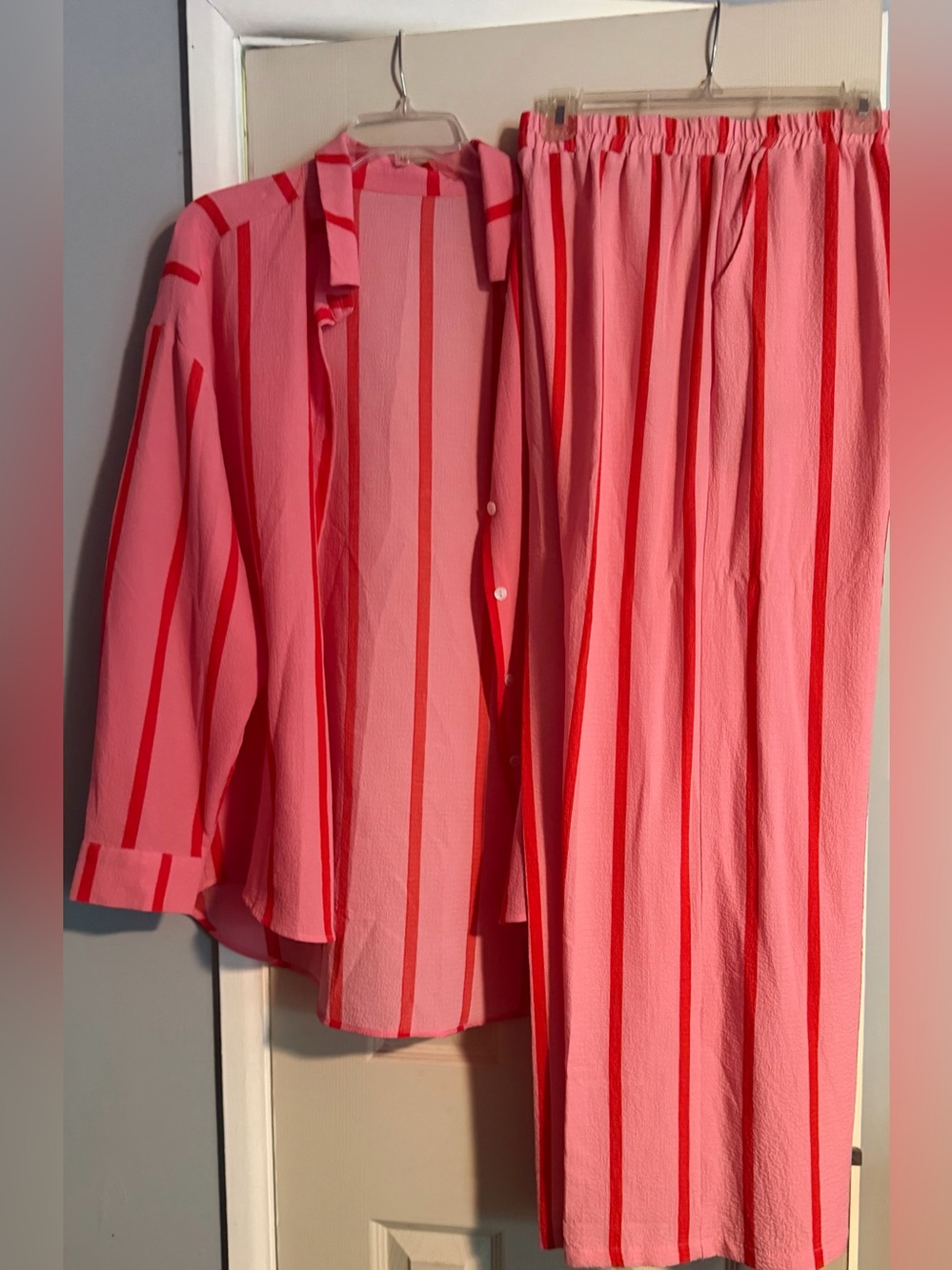 Women’s Pink and Red Stripe lounge Set